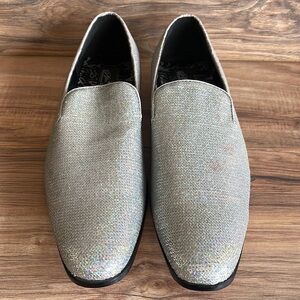 Pre-owned After Midnight silver sequined Mens dress shoes